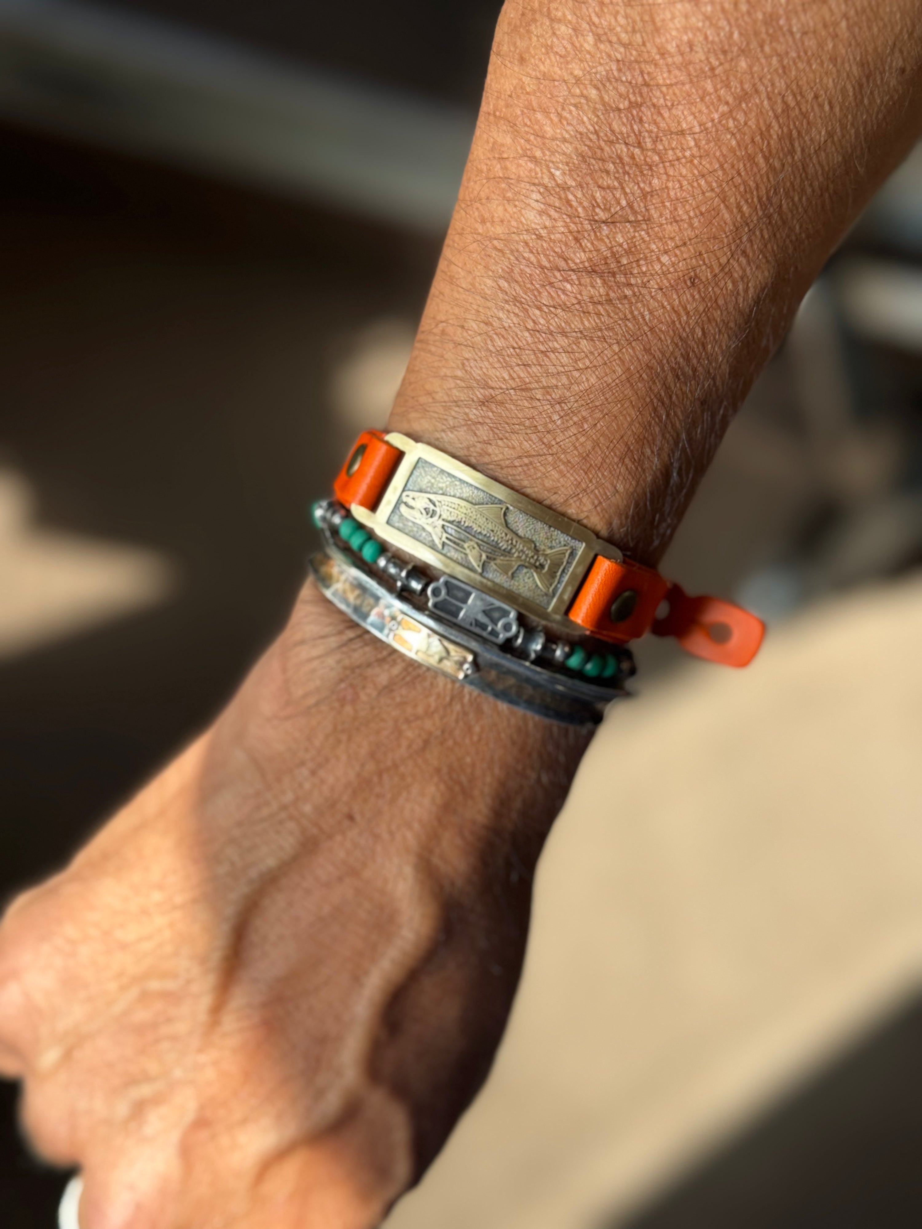 FYSH Foundation Sight Line Provisions ORANGE Leather Bracelet